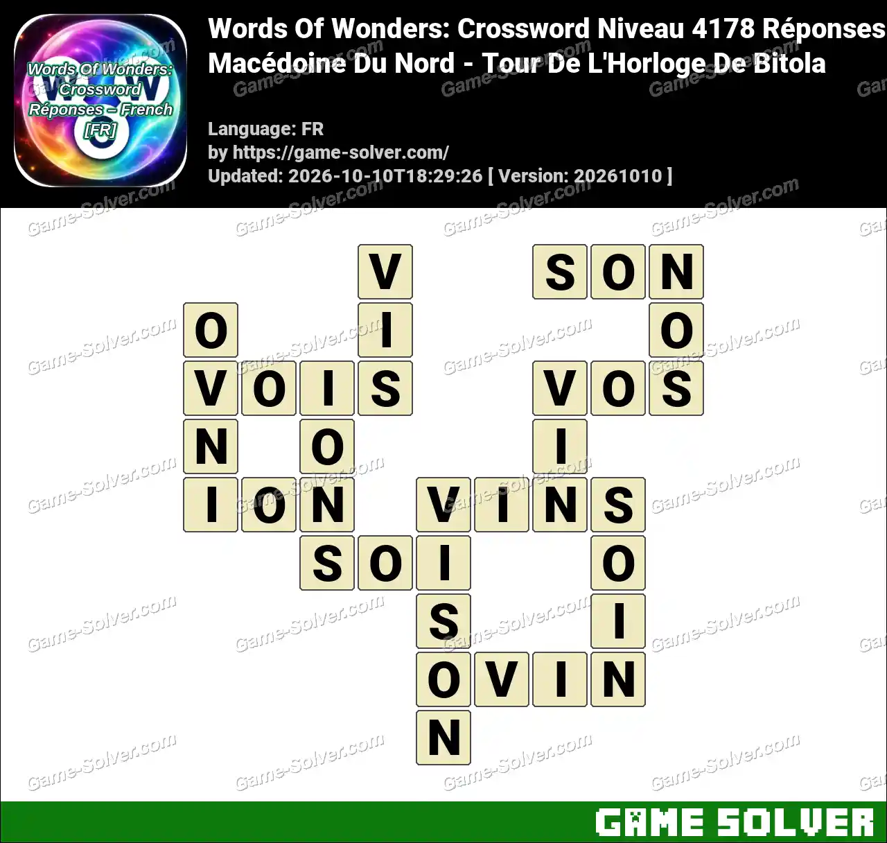Words Of Wonders: Crossword Niveau 4178 Réponses – Macédoine Du Nord – Tour De L’Horloge De Bitola